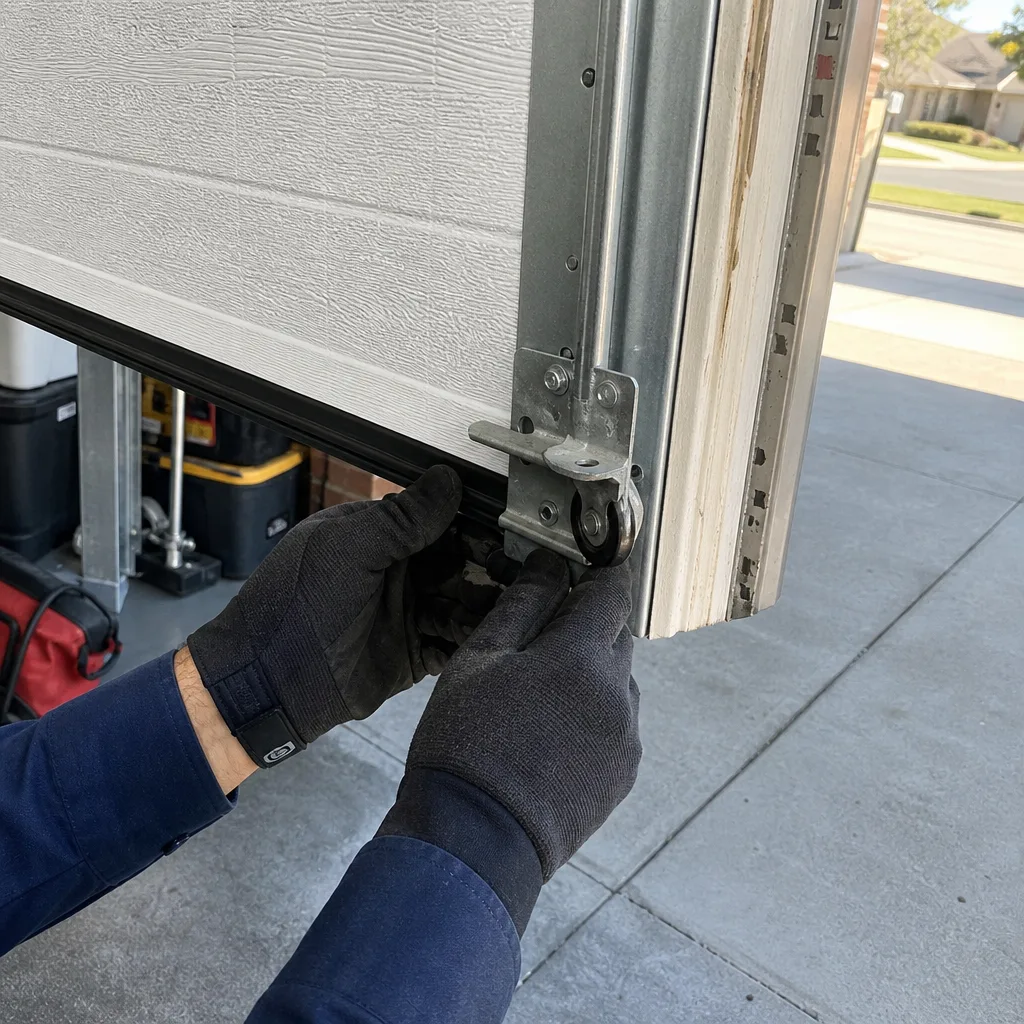 Technician performing professional emergency garage door repair services nationwide